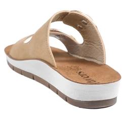 Cushioned Buckled Slip On Sandals - Natural