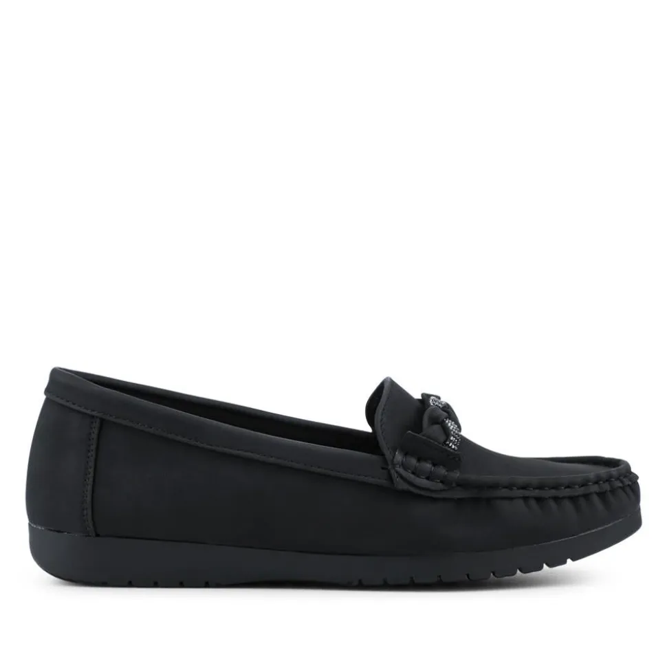 Cushioned Insole Moccasins - Black