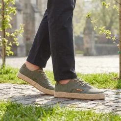 Cushioned Lace-Up Shoes - Khaki