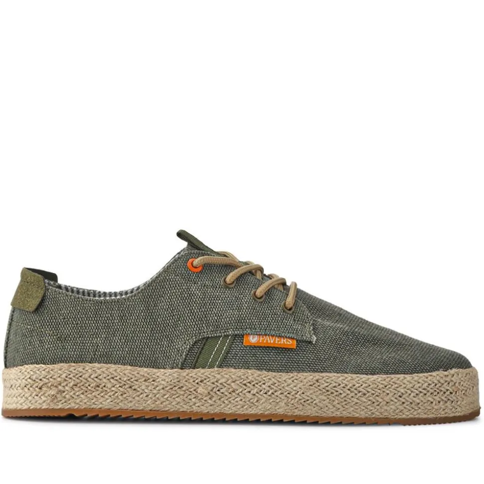 Cushioned Lace-Up Shoes - Khaki