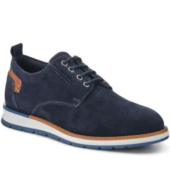 Cushioned Leather Lace-Up Shoes - Navy
