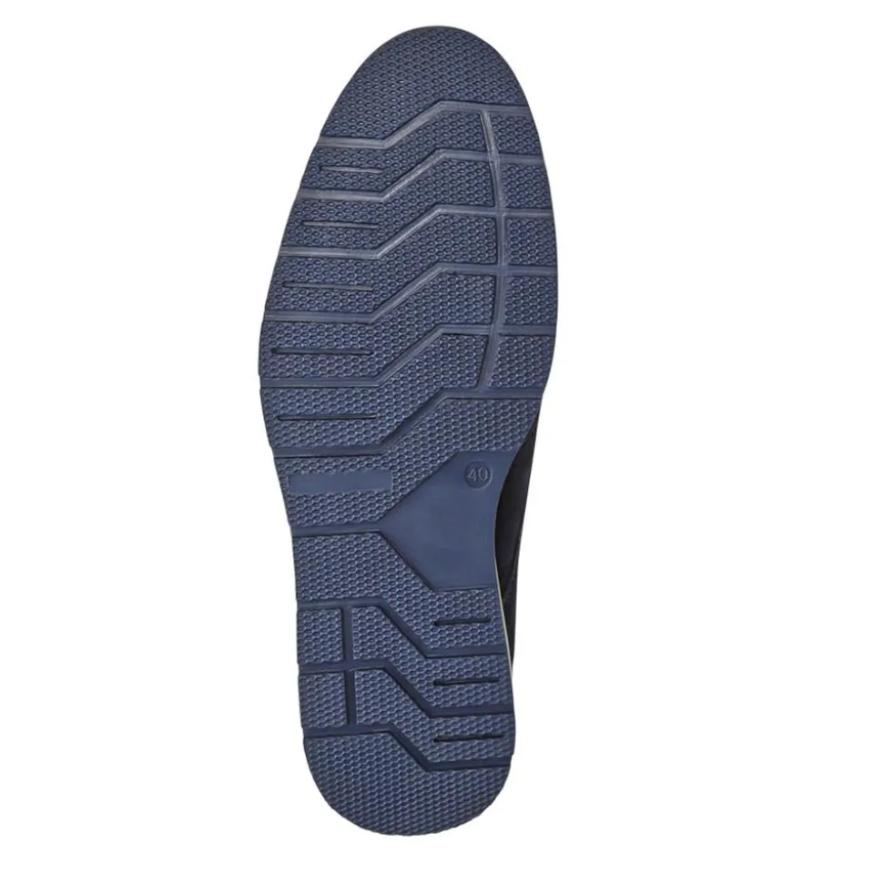 Cushioned Leather Lace-Up Shoes - Navy