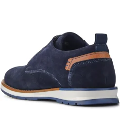 Cushioned Leather Lace-Up Shoes - Navy