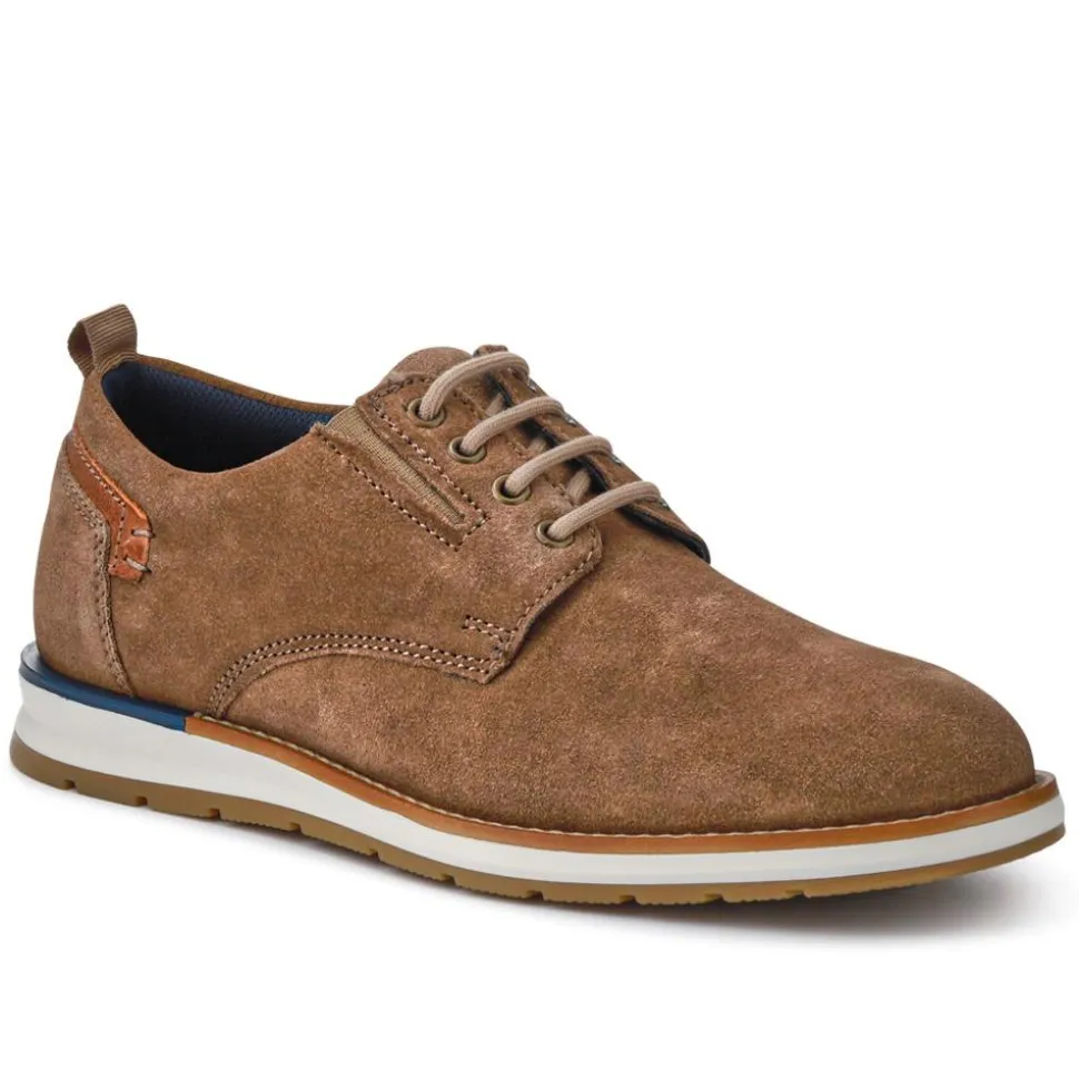 Cushioned Leather Lace-Up Shoes - Taupe