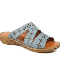 Cushioned Leather Mule Sandals - Denim
