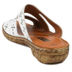 Cushioned Leather Mule Sandals - White