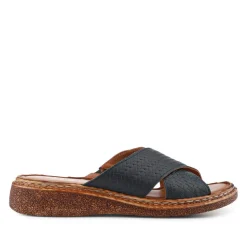 Cushioned Leather Mules - Black