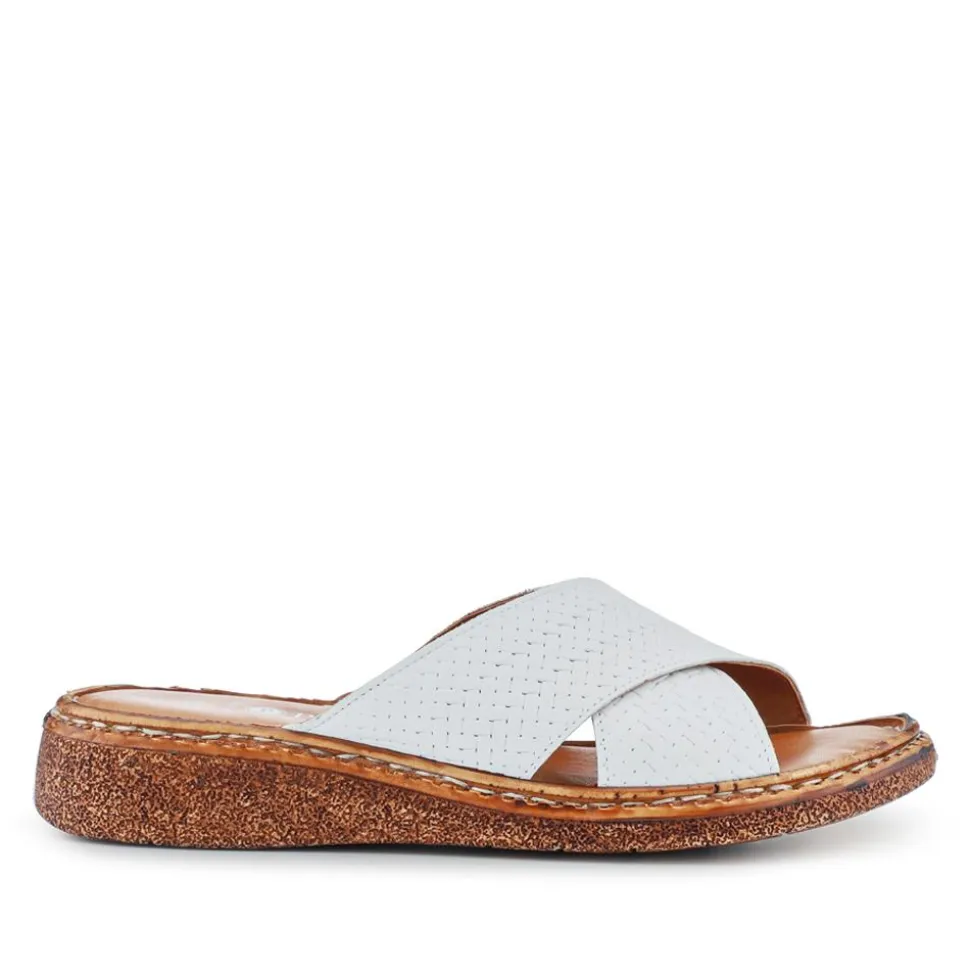 Cushioned Leather Mules - White