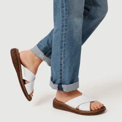 Cushioned Leather Mules - White