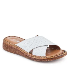 Cushioned Leather Mules - White