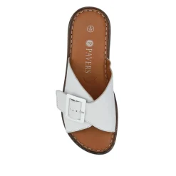 Cushioned Leather Mules - White