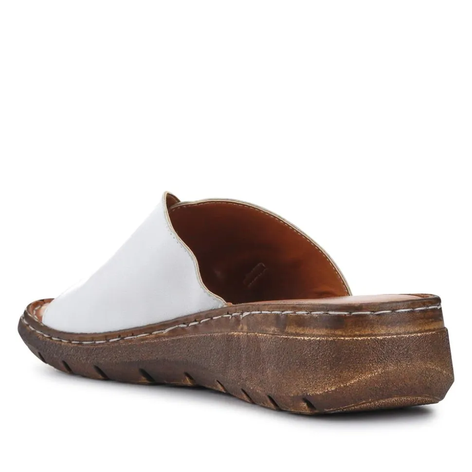 Cushioned Leather Mules - White