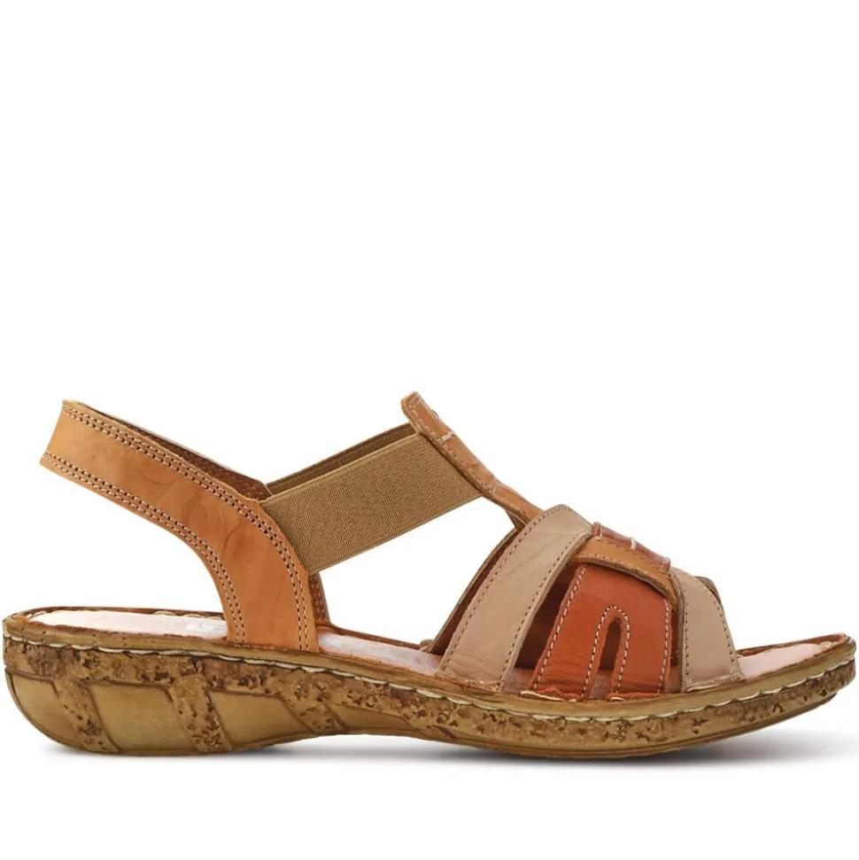 Cushioned Leather Sandals - Tan Multi