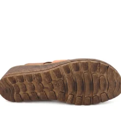 Cushioned Leather Wedge Heel Sandals - Tan Multi
