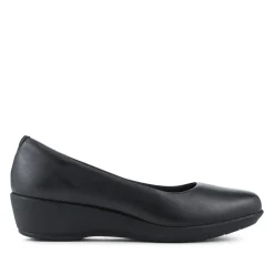 Cushioned Lightweight Leather Slip On Shoes - Black