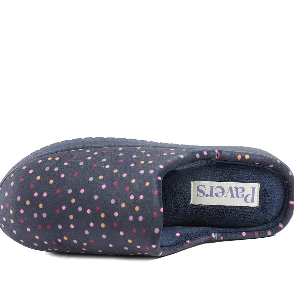 Cushioned Memory Foam Mule Slippers - Navy Multi