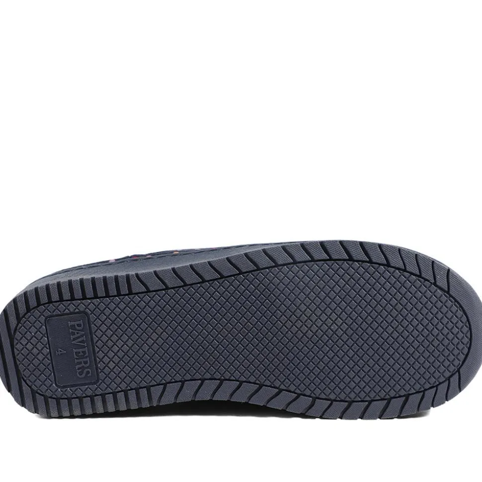 Cushioned Memory Foam Mule Slippers - Navy Multi