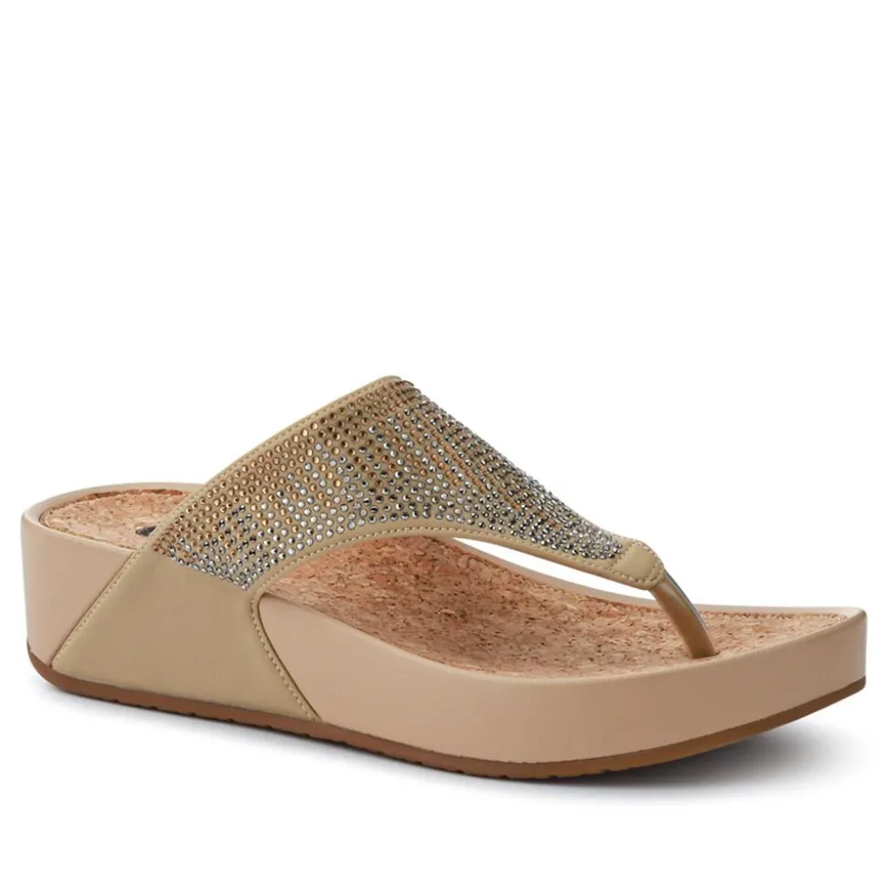Cushioned Toe Post Sandals - Beige