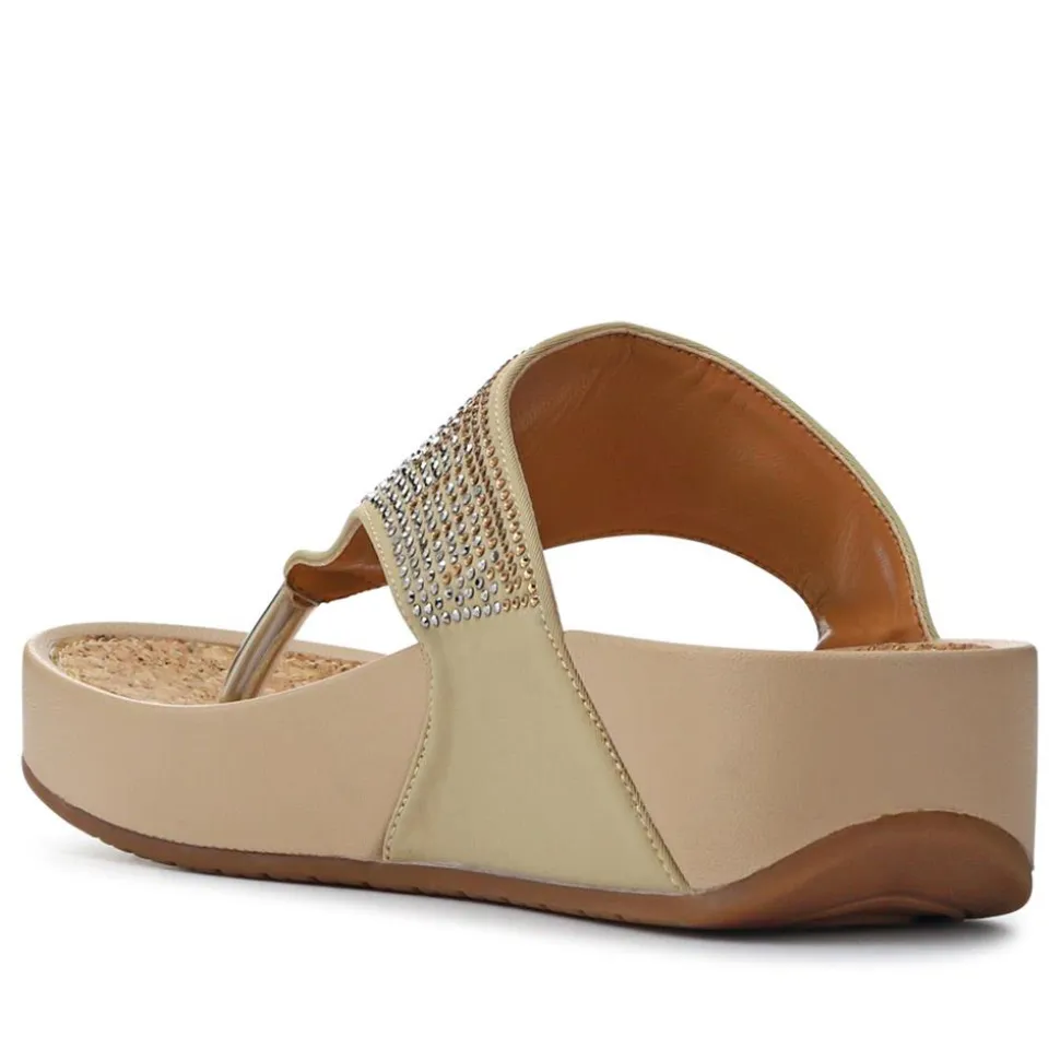 Cushioned Toe Post Sandals - Beige