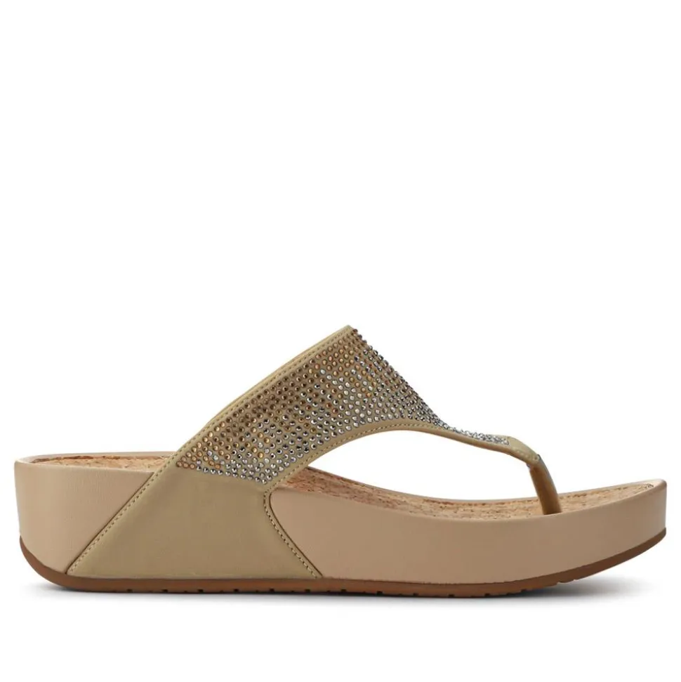 Cushioned Toe Post Sandals - Beige