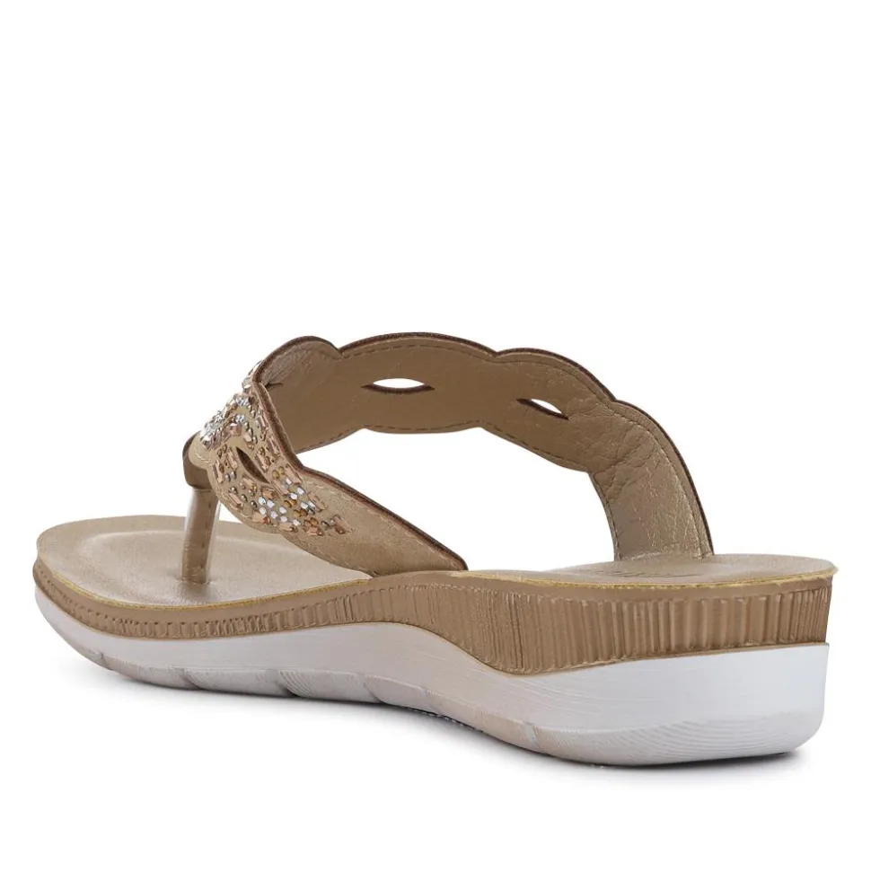 Cushioned Toe Post Sandals - Gold