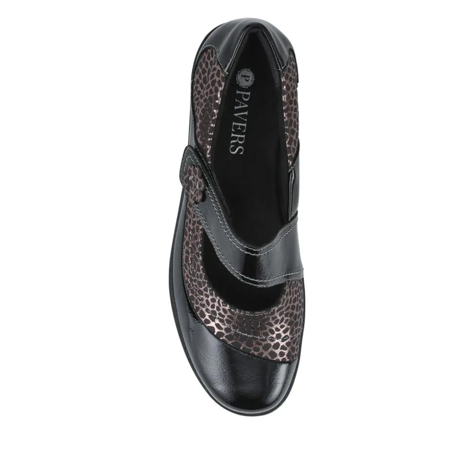 Cushioned Touch-Fastening Mary Janes - Black Multi