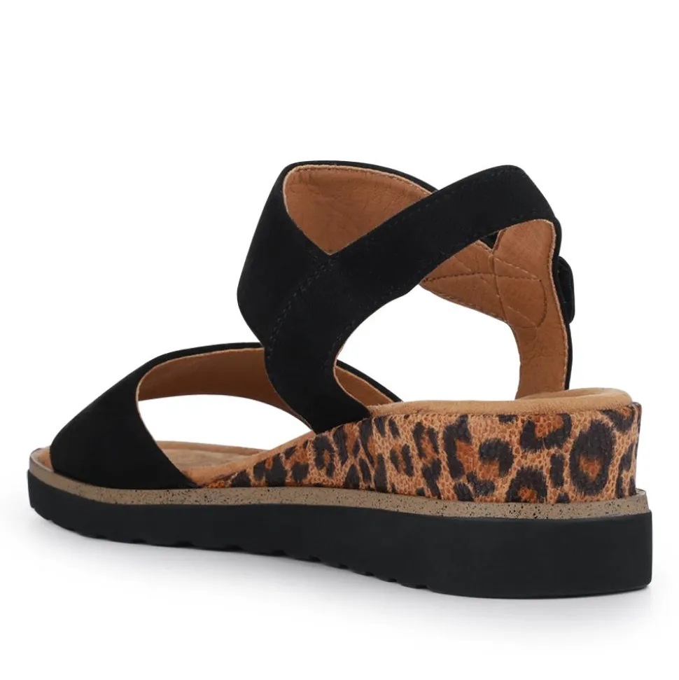 Cushioned Touch-Fasten Sandals - Black Leopard