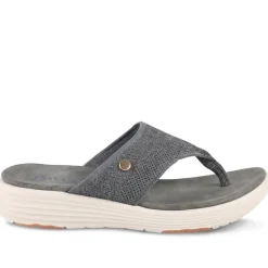 Cushioned Wedge Heel Toe Post Sandals - Grey