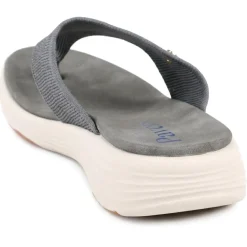 Cushioned Wedge Heel Toe Post Sandals - Grey