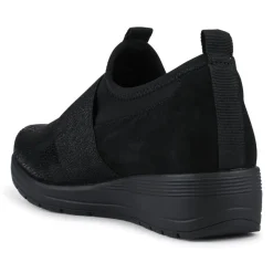 Cushioned Wedge Slip-On Shoes - Black