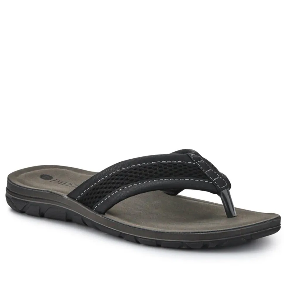 Cushioning Toe Post Sandals - Black