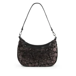 Daily Handbag With Detachable Straps - Black Floral
