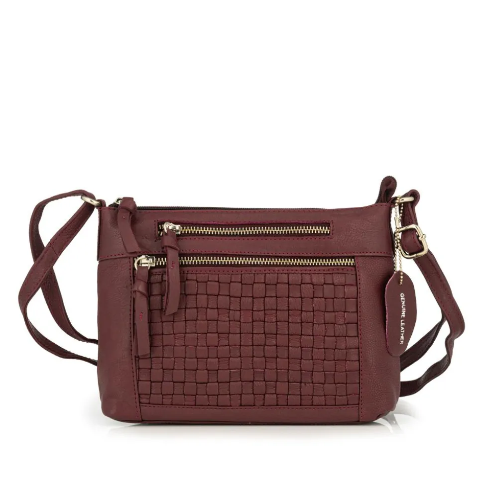 Daily Zip Up Crossbody Bag - Burgundy