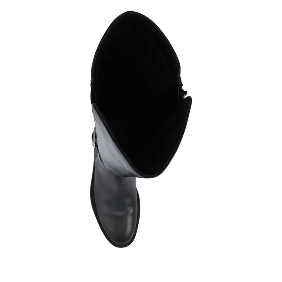 Danica Leather Long Boots - Black Leather
