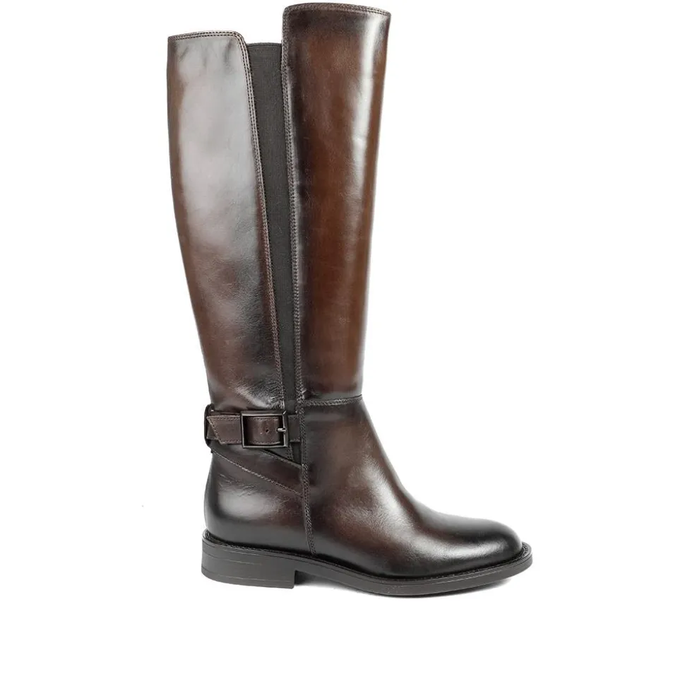Danica Leather Long Boots - Dark Brown Leather