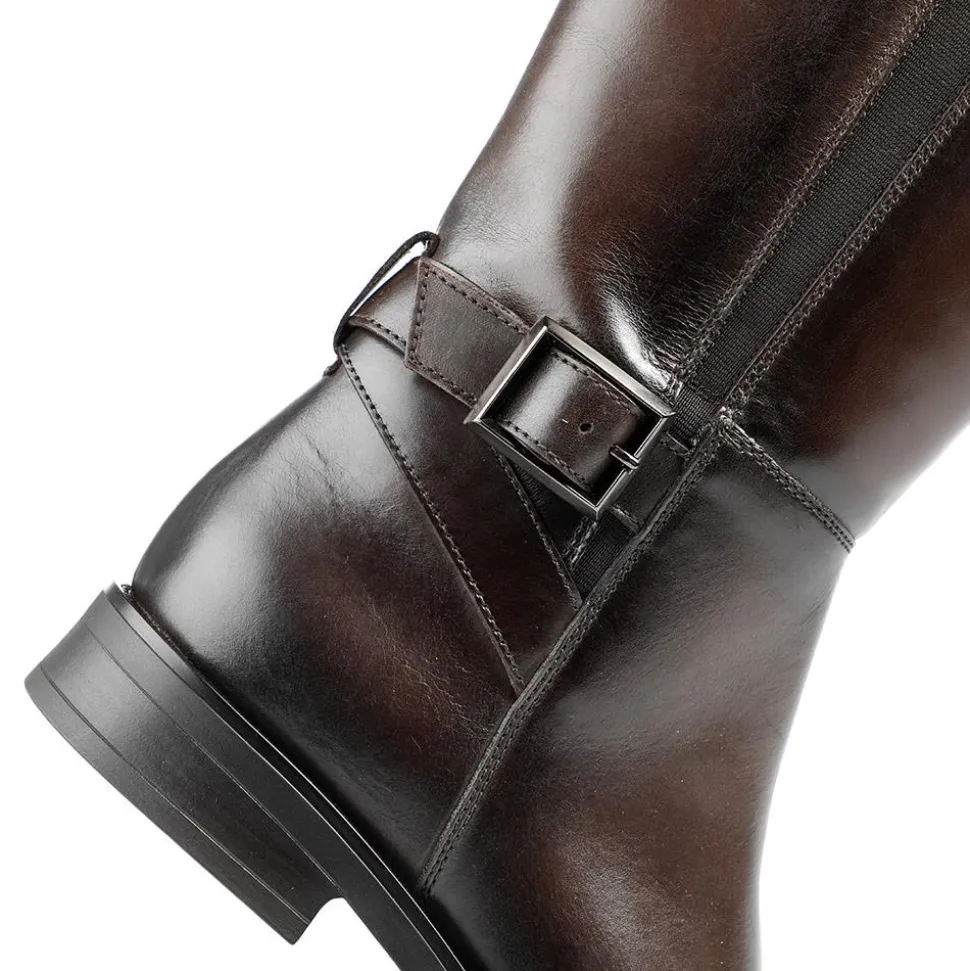 Danica Leather Long Boots - Dark Brown Leather
