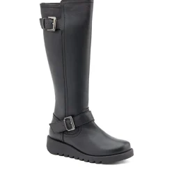 Darlene Leather Long Boots - Black