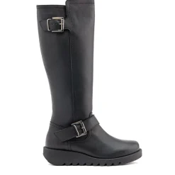 Darlene Leather Long Boots - Black
