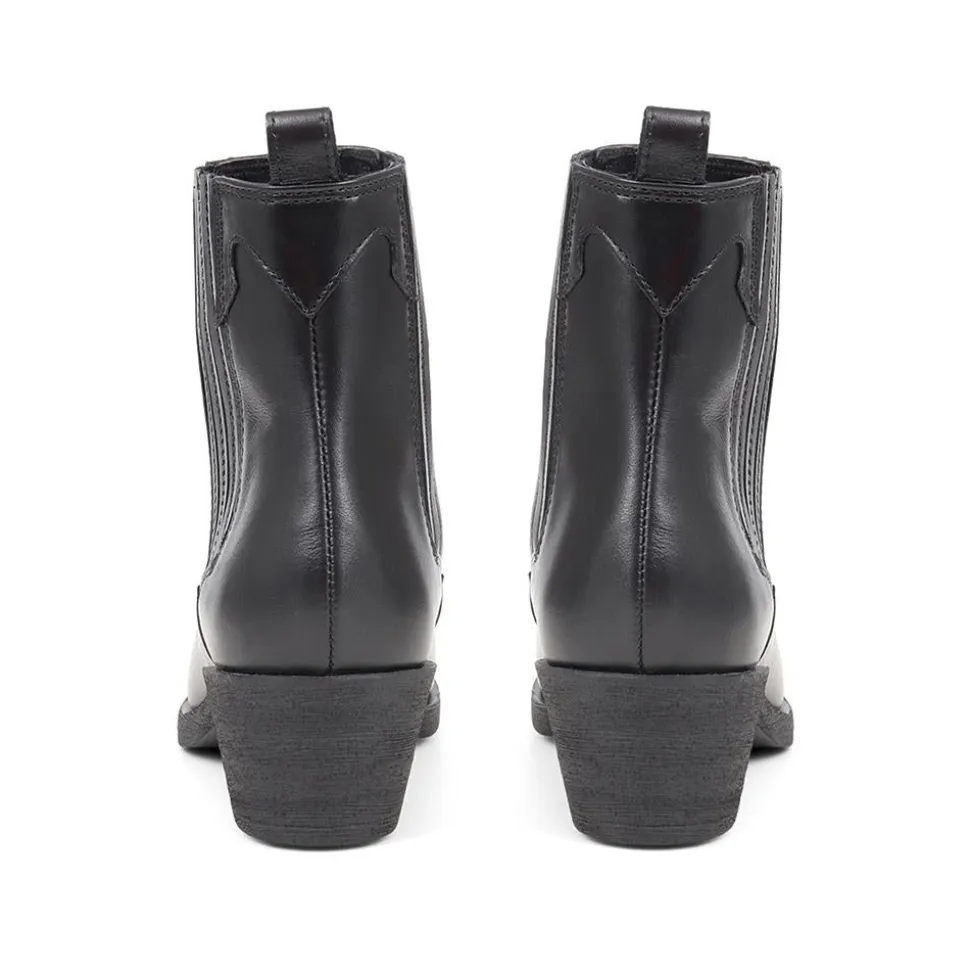 Delanna Leather Ankle Boots - Black