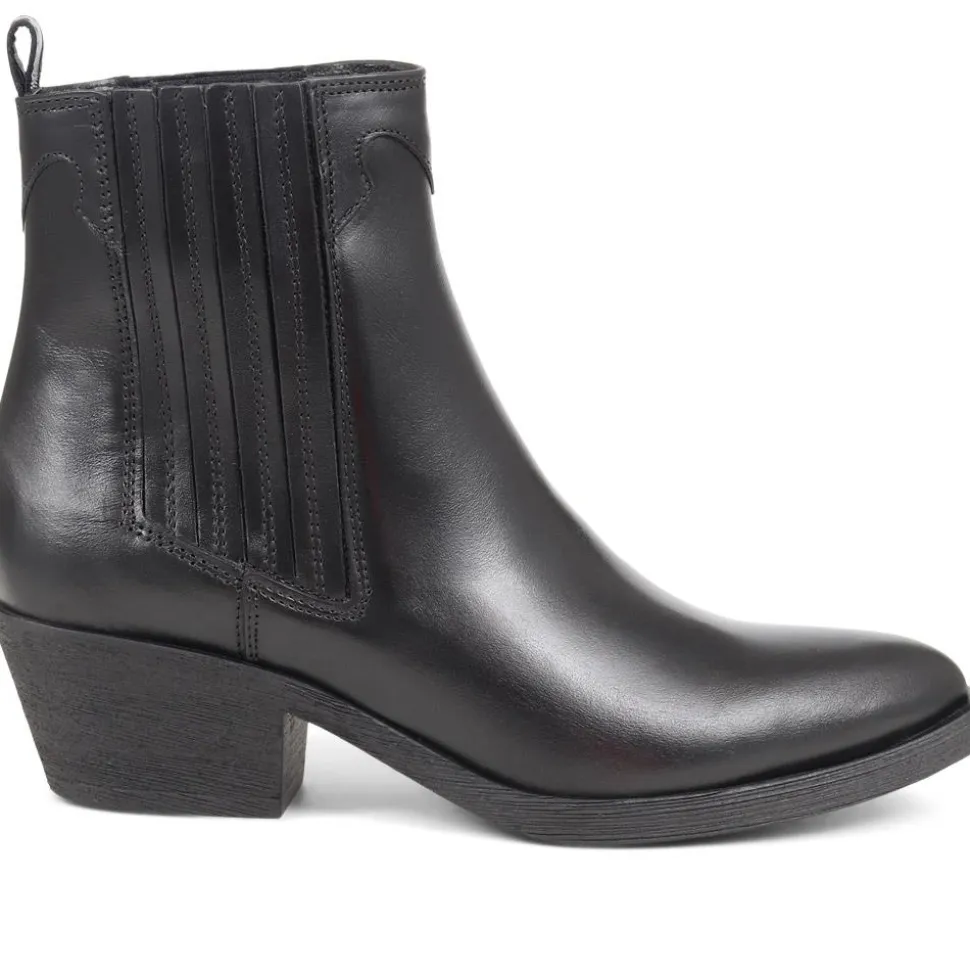 Delanna Leather Ankle Boots - Black