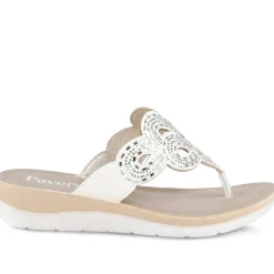 Diamante Cushioned Toe Post Sandals - White