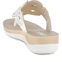 Diamante Cushioned Toe Post Sandals - White