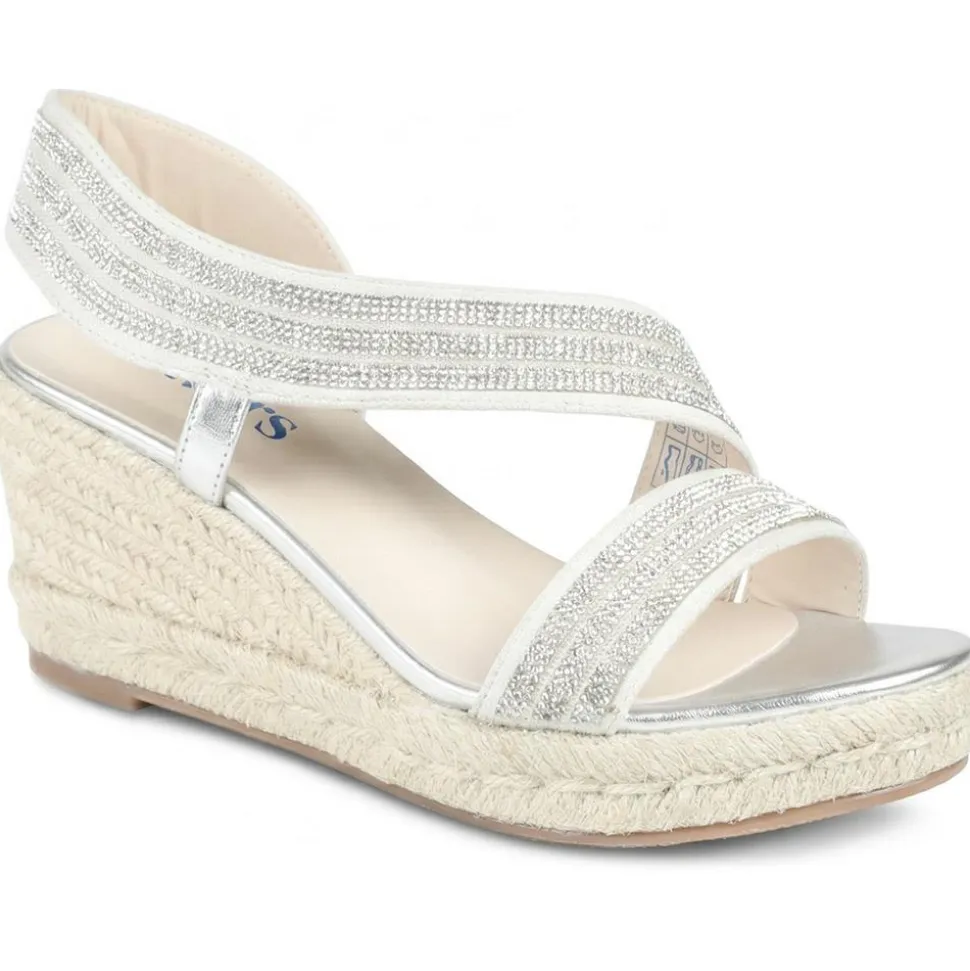Diamante Elastic Fit Espadrilles - Silver