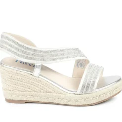 Diamante Elastic Fit Espadrilles - Silver