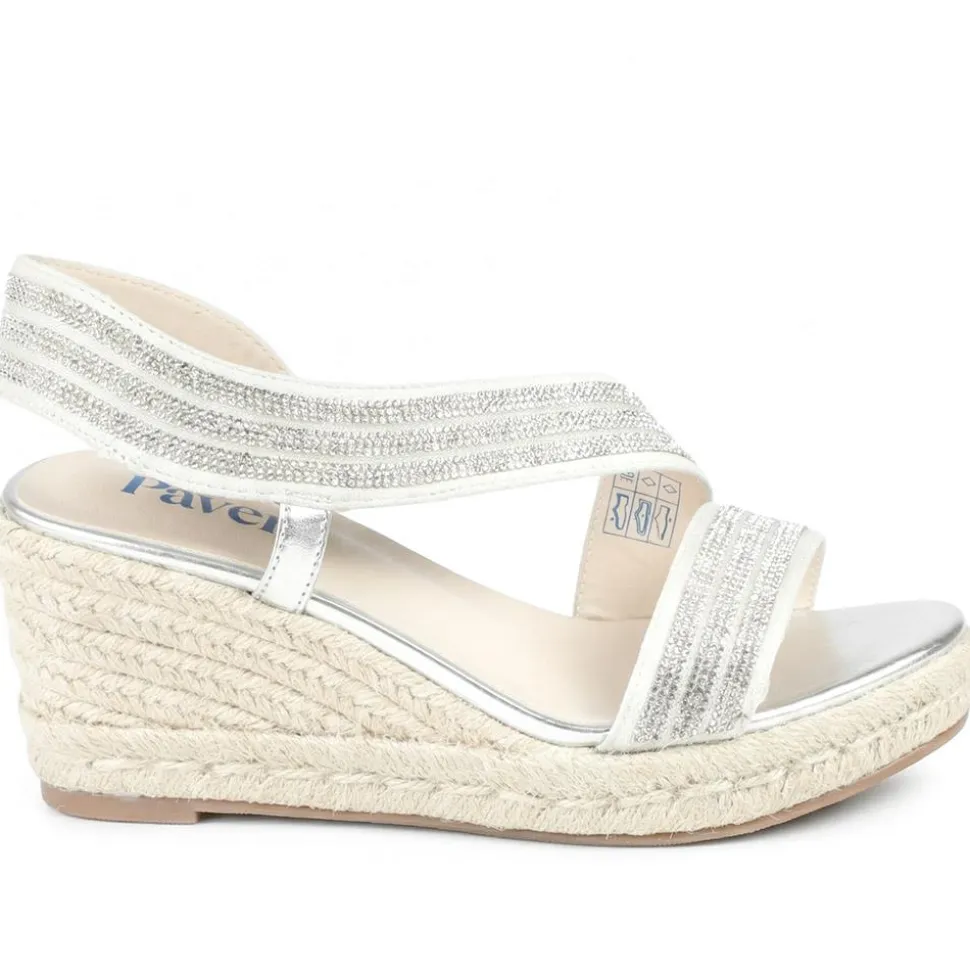 Diamante Elastic Fit Espadrilles - Silver