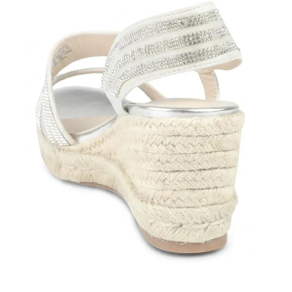 Diamante Elastic Fit Espadrilles - Silver