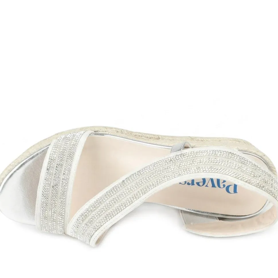Diamante Elastic Fit Espadrilles - Silver