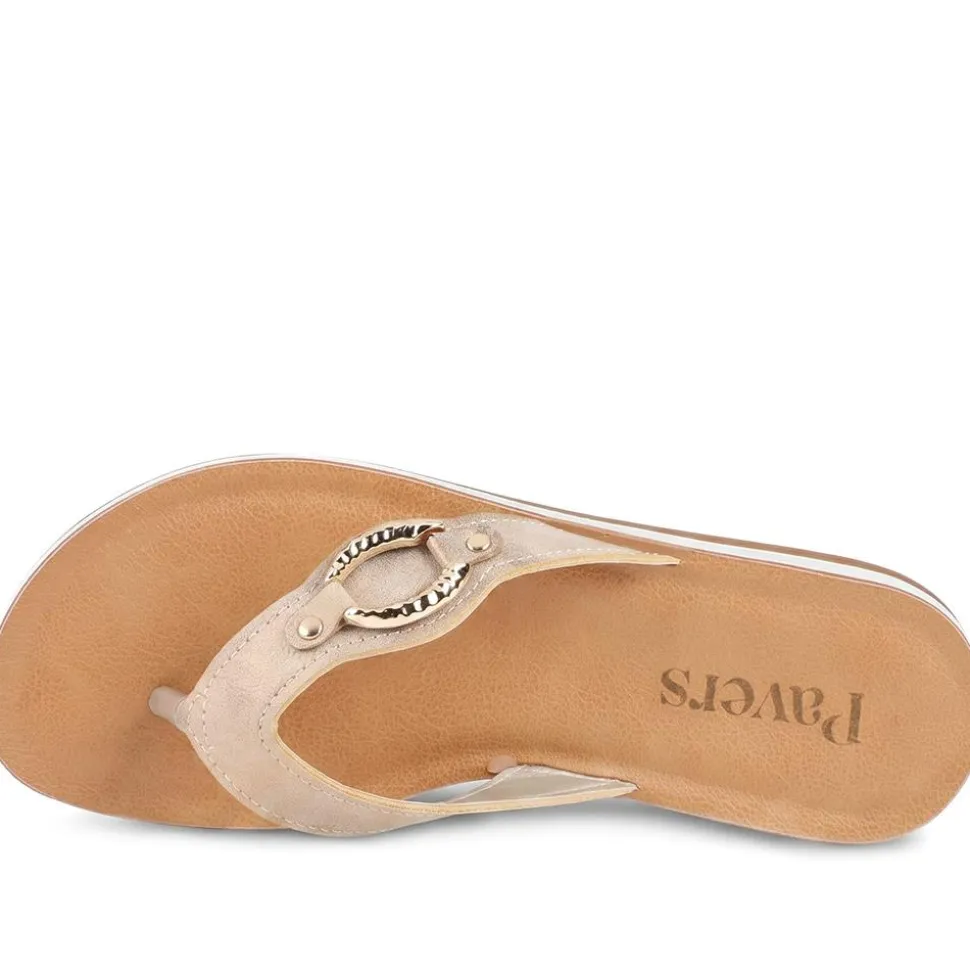 Diamante Trim Toe Post Mule Sand - Bronze