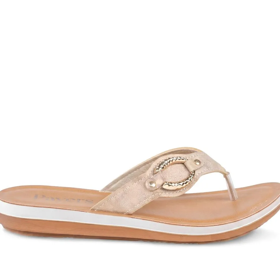 Diamante Trim Toe Post Mule Sand - Bronze