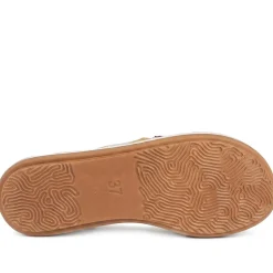Diamante Trim Toe Post Mule Sand - Bronze